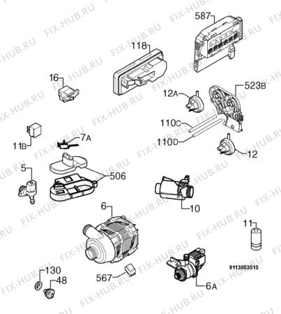 Взрыв-схема посудомоечной машины Arthurmartinelux ASI64040W - Схема узла Electrical equipment 268